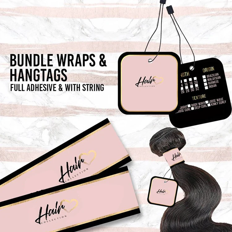 Пользовательские водонепроницаемые виниловые наклейки для волос из ПВХ, этикетки для наращивания волос, самоклеящаяся одежда, косметическая бумага, подвесная бирка, этикетка