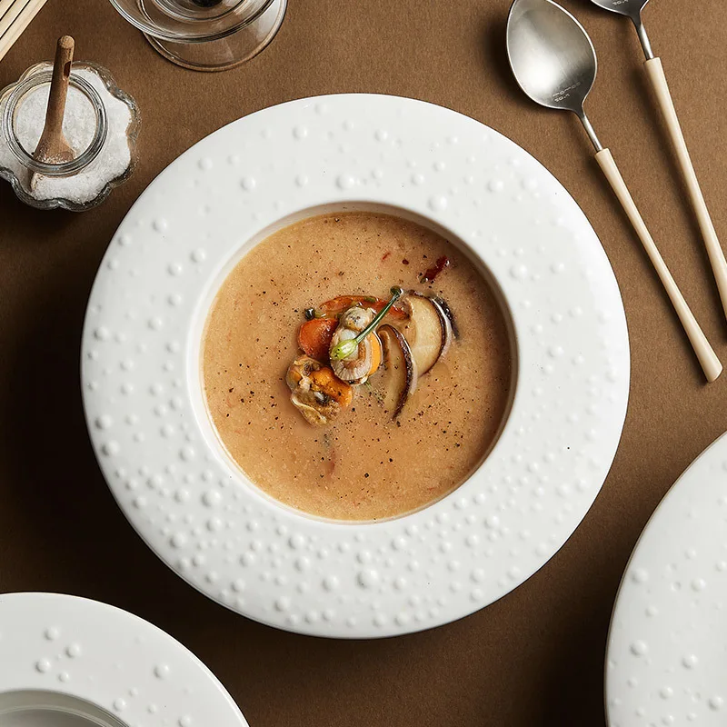 Hotel Thermal Insulation Deep Luxury Tableware Restaurant Artistic Conception Ceramic Salad Serving Dishes for Catering