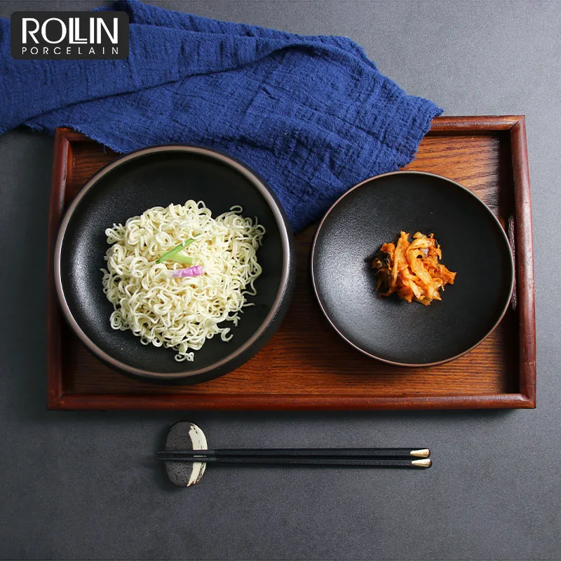 Черный фарфор, японская керамика, десертная лапша, миска для супа, миска для ресторана
