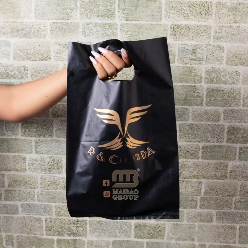 Черные сверхмощные полиэтиленовые пакеты. Спасибо. Пластиковая упаковка с логотипом. Сумка для покупок с ручкой. Розничные пластиковые пакеты для одежды.