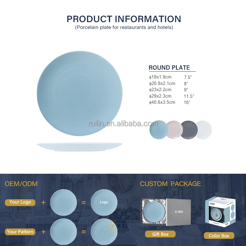 Фабрика Чаочжоу, оптовые услуги, использование для ресторана, синий круглый набор посуды, 9-дюймовые элегантные обеденные тарелки