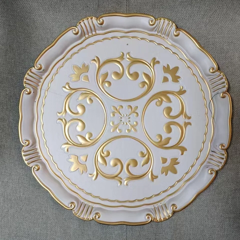 Пластиковый поднос оптом изготовленные на заказ пластиковые свадебные тарелки с цветочным узором элегантный дизайн 12 дюймов