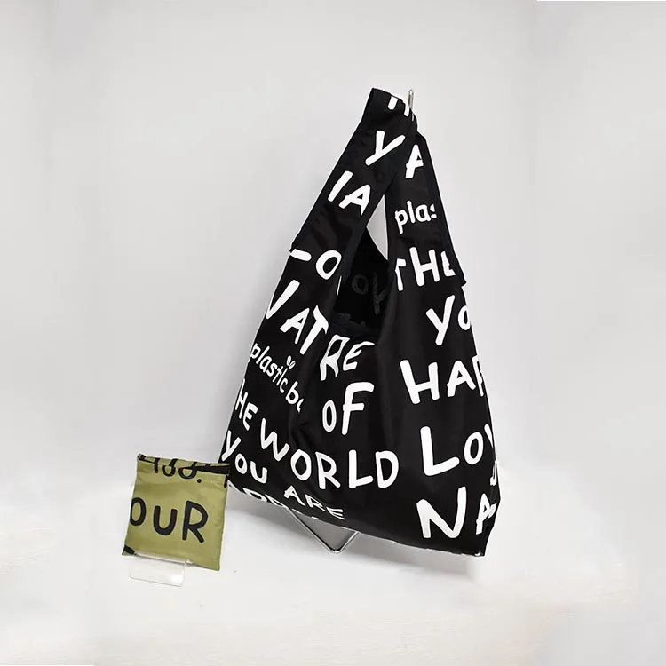 Модный дизайн на заказ, эко-рипстоп, упаковка для продуктов, складная многоразовая сумка для покупок из нейлоновой ткани с логотипом