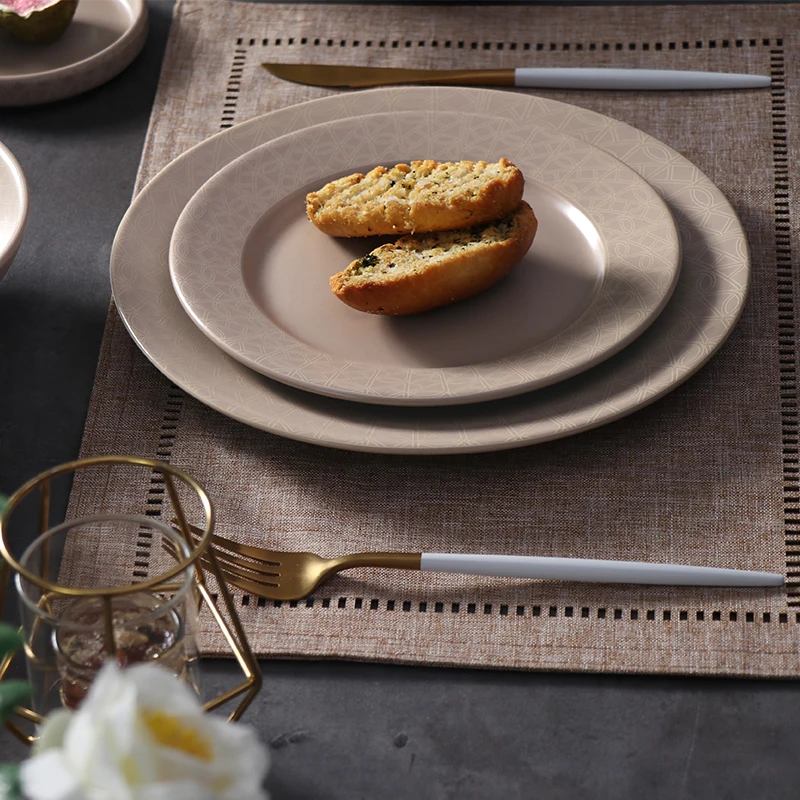 Керамический обеденный набор с глазурью оптом, скандинавский набор посуды, керамические сервировочные блюда для общественного питания, ресторанные и гостиничные принадлежности