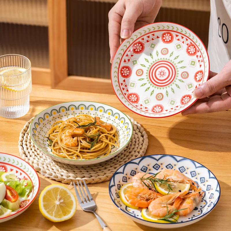 Factory Price Bohemian Ceramic Plates Home High Aesthetic Dishes New Styles to Choose From