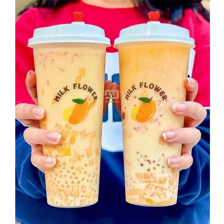 Индивидуальный логотип, кофе со льдом, сок, чай Boba, чашки для смузи, одноразовая чашка с индивидуальным логотипом для инъекций пузырькового чая, полипропиленовые матовые пластиковые стаканчики