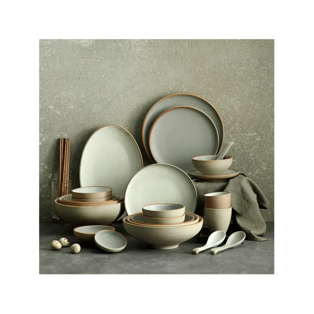 Nordic Modern Wedding Tableware Solid Color Matte Design Cheap Ceramic Serving Dinner Set Sustainable Dinnerset