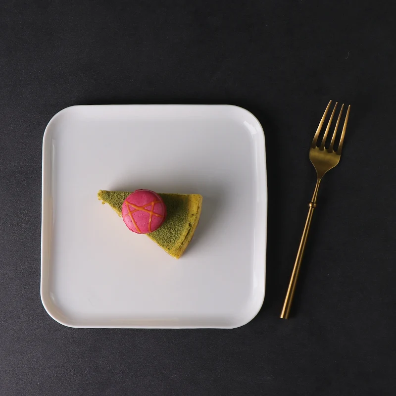 Дешевый набор керамической посуды для ресторана, фарфоровая сервировочная тарелка, белый набор керамической посуды квадратной формы для общественного питания