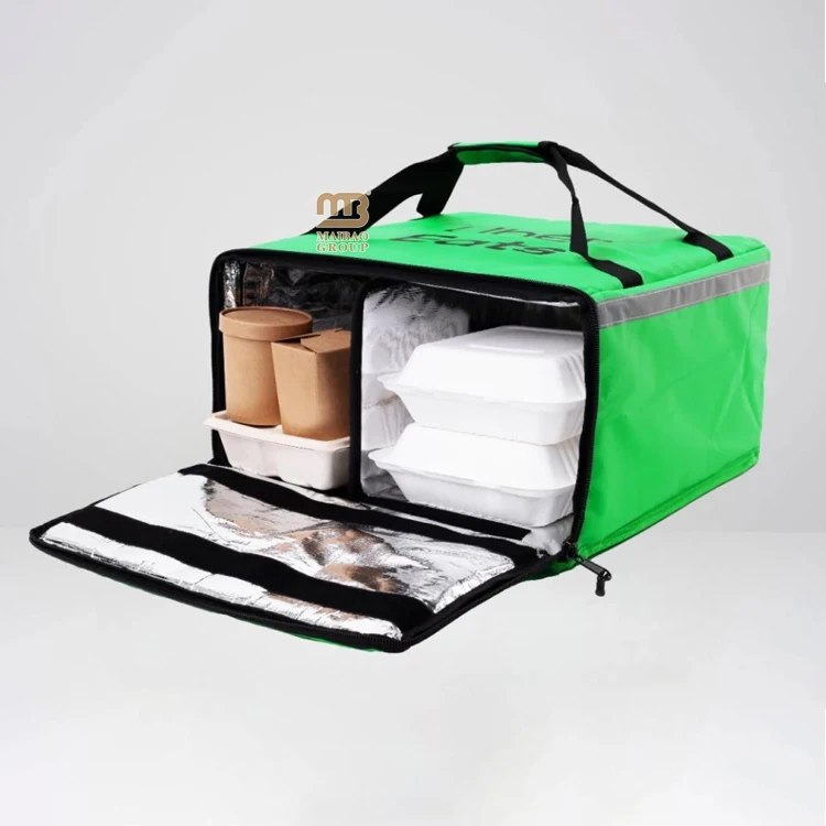 Оптовая продажа, многоразовые водонепроницаемые сумки для доставки горячей еды, нетканая сумка-холодильник, термоизолированная сумка с принтом на заказ для доставки