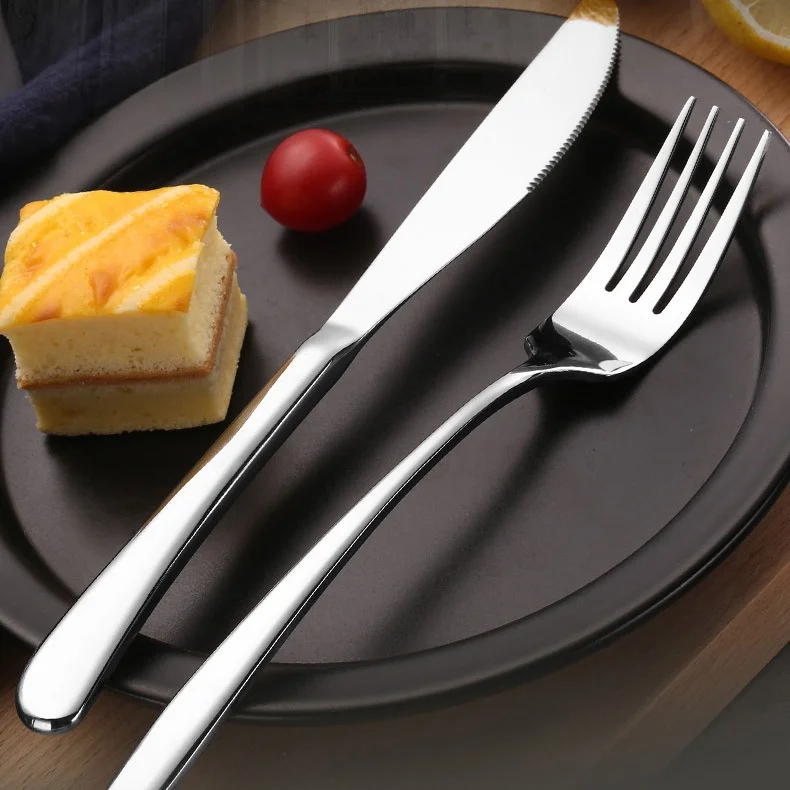 Серебряный набор столовых приборов из нержавеющей стали, вилка, ложка, нож для свадьбы, ресторана, отеля, посуда, оптовая продажа