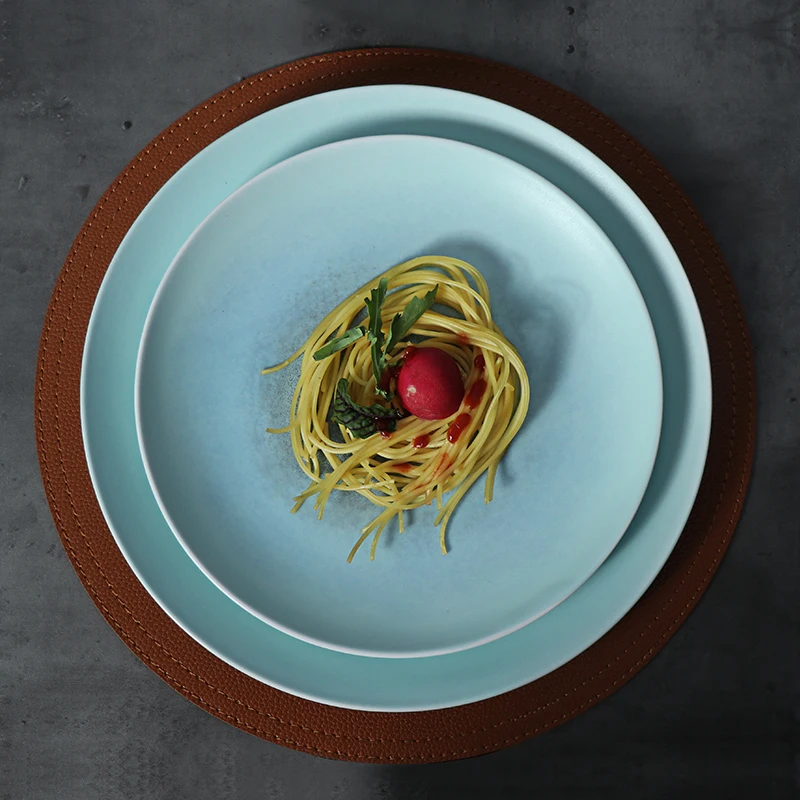 Наборы керамических тарелок Посуда Посуда Синяя обеденная тарелка Минималистичная керамическая тарелка для банкета