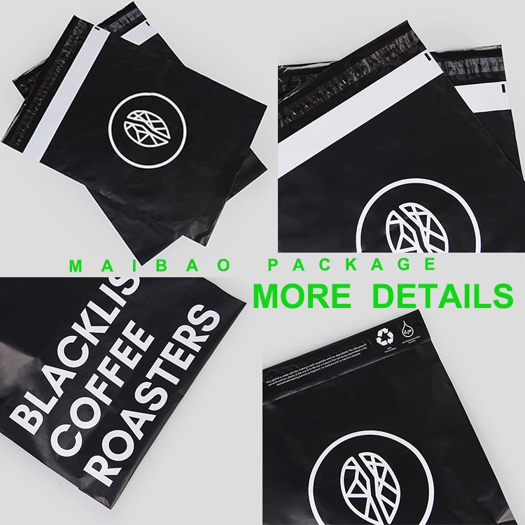 Экспресс-переработанные черные курьерские сумки с принтом логотипа на заказ, посылка для доставки одежды, конверт, полиэтиленовая почтовая сумка, почтовая сумка из полиэтилена