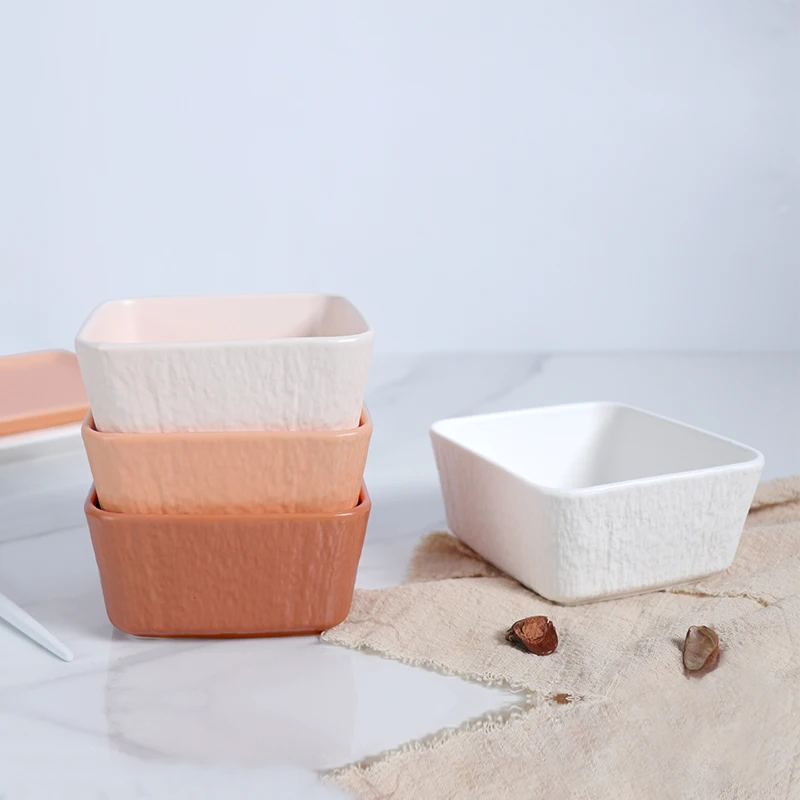 Глазурованная керамическая квадратная миска для ресторана, сервировочные миски, белая керамическая миска для салата, супа, набор столовой посуды