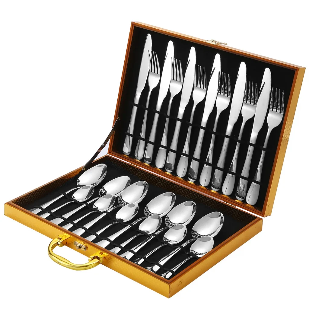 Лучший многоразовый подарочный набор столовых приборов из нержавеющей стали, вилка, ложка, нож для свадьбы и использования на кухне