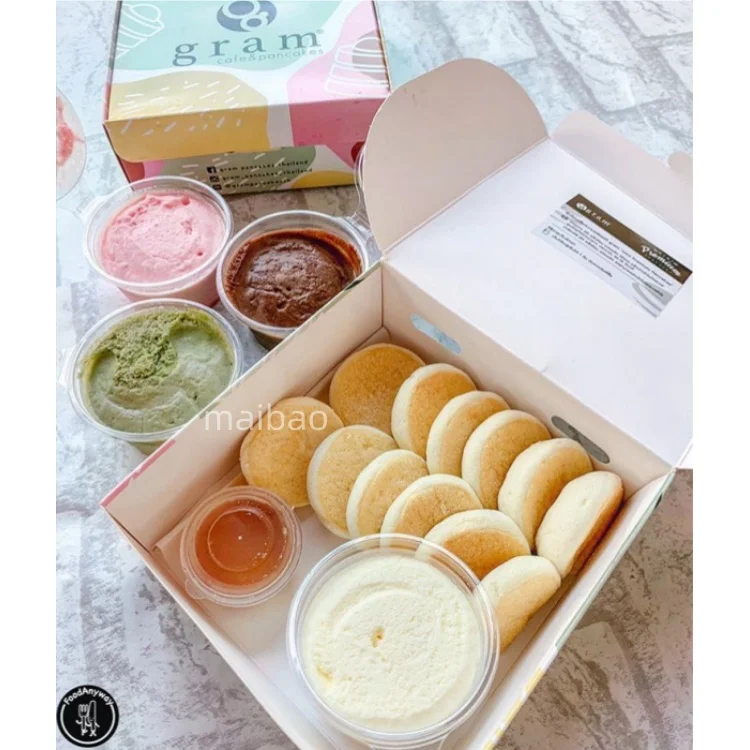 Изготовленные на заказ пищевые шоколадные коробки с разделителями, бумажная коробка для десертного печенья, блинов, общественного питания, упаковочная коробка для вафель