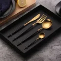 Красочные золотые, серебряные столовые приборы, элегантный ресторанный нож, вилка, ложка, набор для банкетов и мероприятий общественного питания