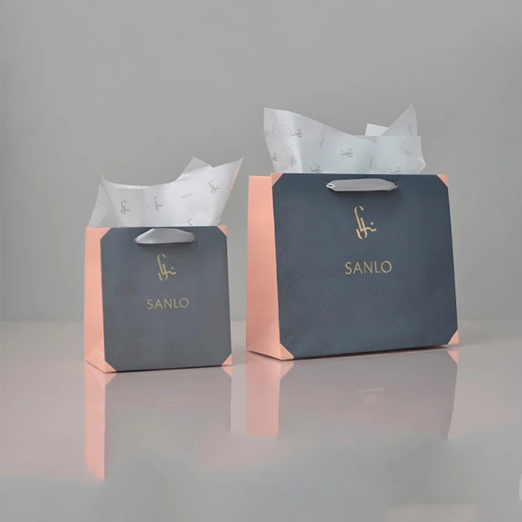 Атласная ручка с логотипом Премиум класса люкс Бизнес-бутик Подарочная обувь Футболка Одежда Упаковка Бумажные сумки для покупок