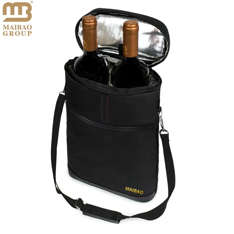 Изготовленные на заказ портативные экологически чистые пляжные водные круглые сумки для переноски пива с термоизоляцией, доставка ледяных напитков, 2 бутылки, сумки-холодильники для вина
