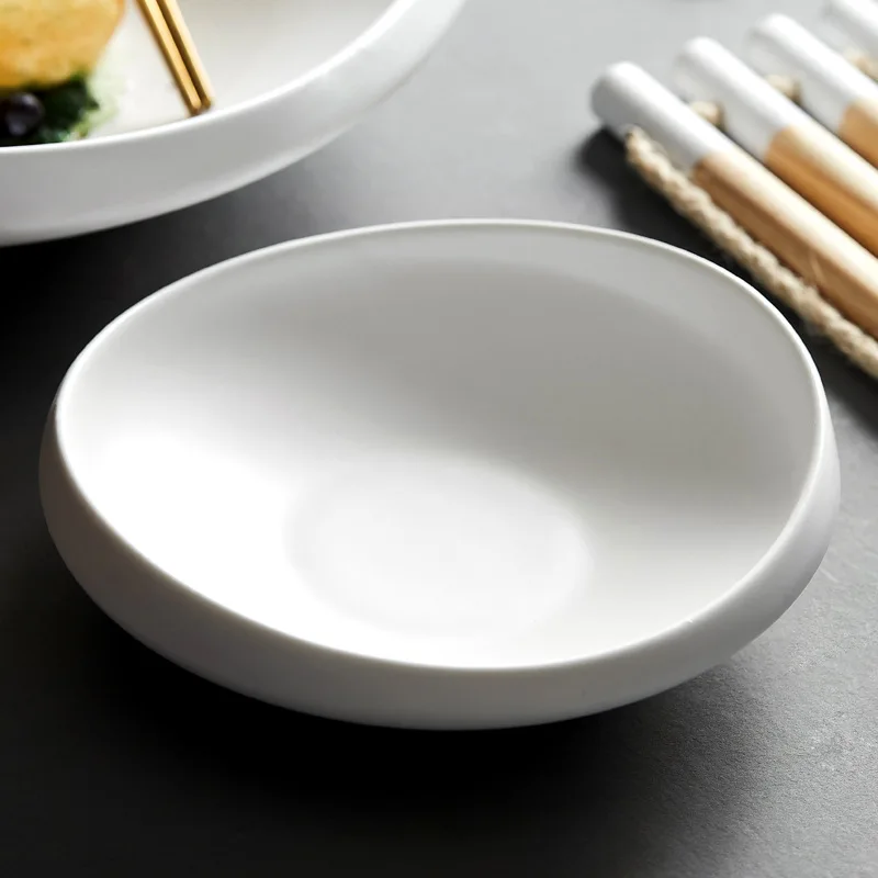 Luxury Creative White Ceramic Dinnerware Set Small Salad Breakfast Restaurant Useplates Luxury Lotus Stoneware Clay Plates