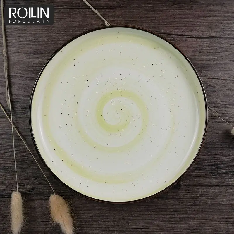 Новый дизайн фарфоровые керамические красочные ресторанные столовые приборы плоские десертные тарелки для ужина