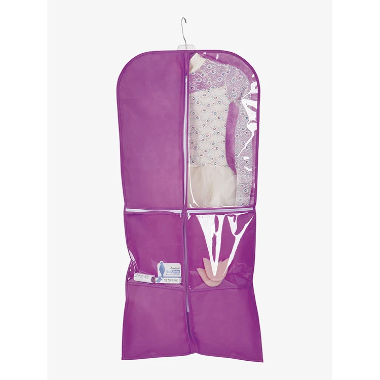 Производитель персонализированный органический хлопок бамбуковый нетканый водонепроницаемый женский танцевальный костюм подвесная сумка для одежды с карманами на молнии