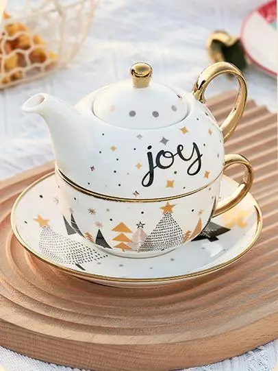 High Quality Christmas Style Christmas Gift Porcelain Teapot Ceramic Coffee & Tea Sets