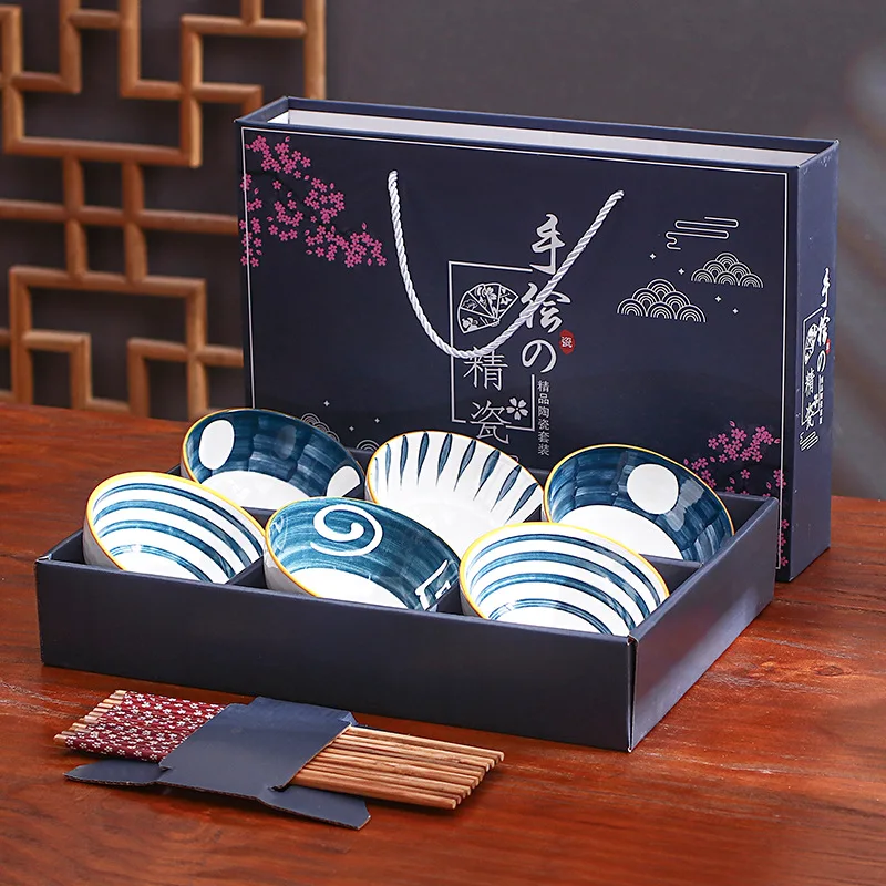 Japanese 4.5 Inch Handmade Bohemian Rice Noodle Sauce Fruits Soup Salad Ceramic Bowls