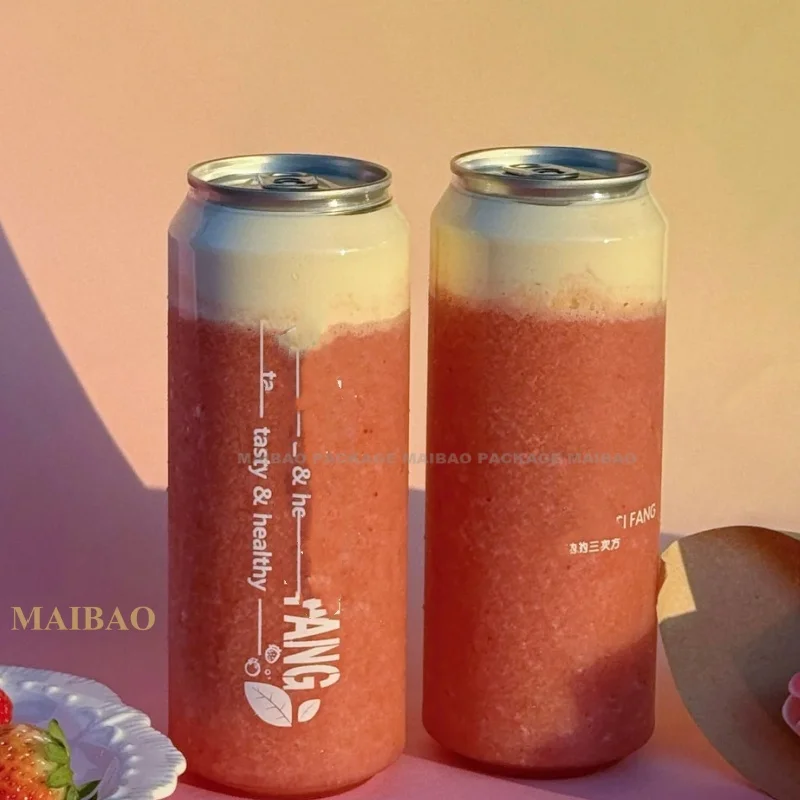 330 мл заводская пластиковая прозрачная банка с плоским дном для домашних животных, банка для холодного кофе, сока, машина для запечатывания, 16 унций, прозрачная банка для десерта