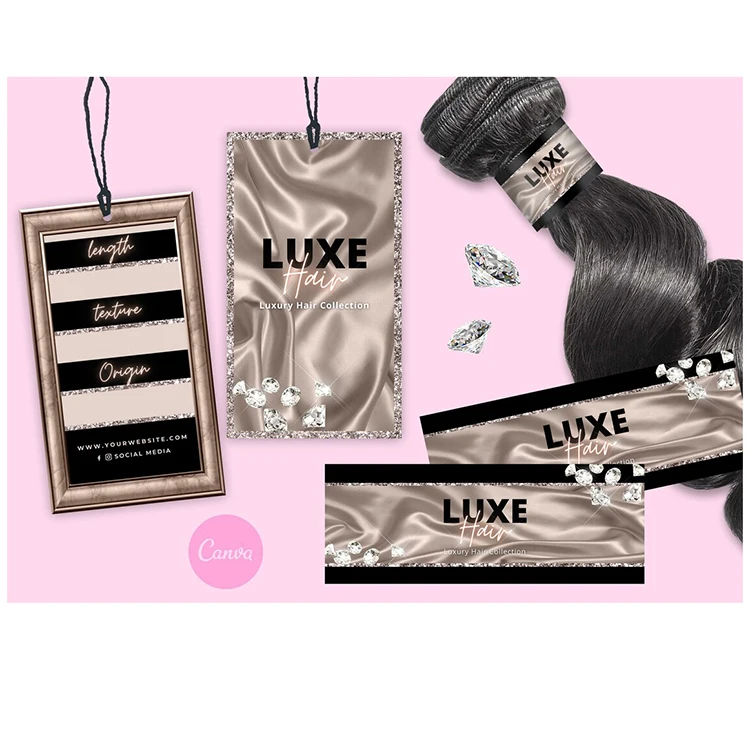 Напечатайте свой логотип, винил «сделай сам», брендинг, женские парики, наращивание человеческих волос, пучок обертываний и повесьте бирку, этикетку, наклейку