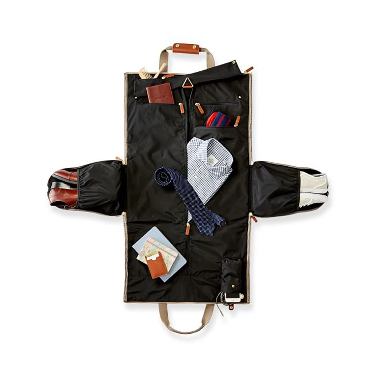 Изготовленный на заказ черный, розовый, фиолетовый, экологически чистый стандартный размер 2 в 1, складной костюм продавца на боковой молнии, нетканая сумка для одежды с вешалкой