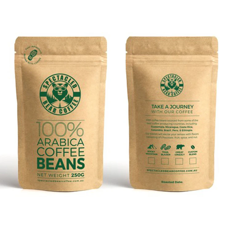 Майларовые пакеты с индивидуальным дизайном, 3,5, 12 унций, 250 г, 1 кг, сумка для упаковки кофе, арабская биоразлагаемая бумага, пакеты с застежкой-молнией, переработанные майларовые пакеты