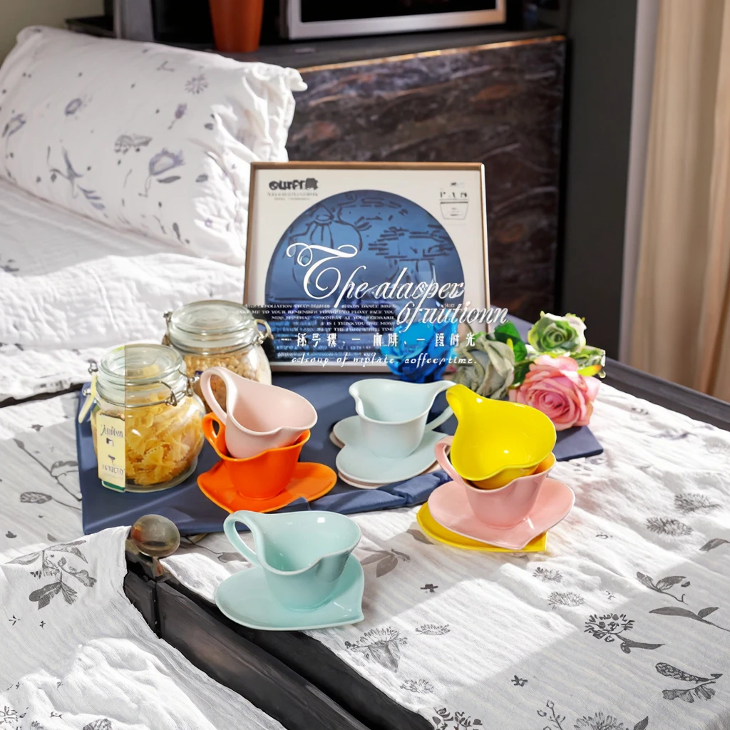 Подарок на день Святого Валентина, необычная керамическая кофейная чашка и блюдце в форме сердца