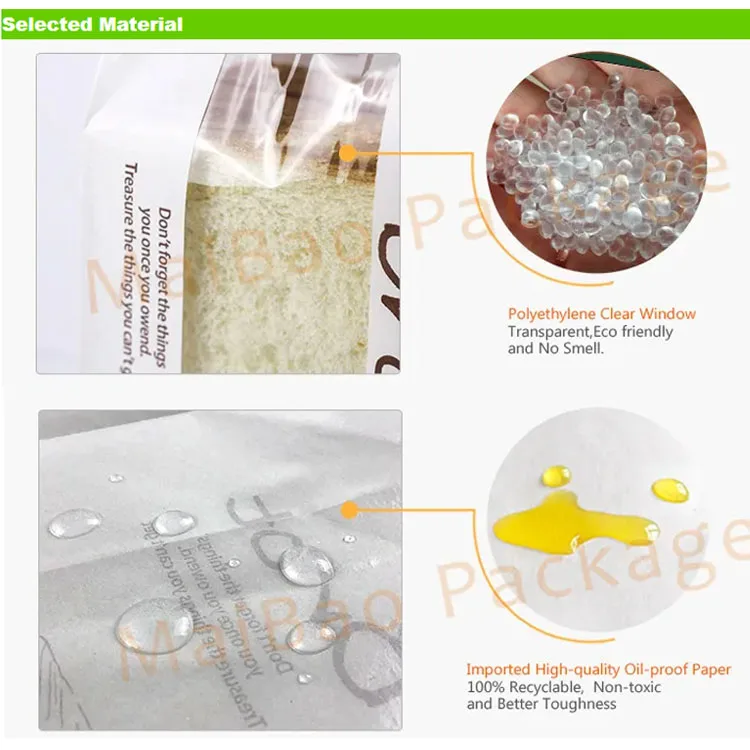 Напечатанный на заказ экологически чистый жиронепроницаемый бумажный пакет для печенья с логотипом Упаковка сэндвича из белого хлеба Одноразовые бумажные пакеты для кондитерских изделий