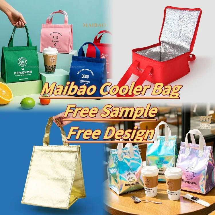 Изолированная сумка-холодильник с принтом на заказ для еды, напитков на вынос, сумка-холодильник для торта Боба, чая, мороженого, многоразовая нетканая термосумка