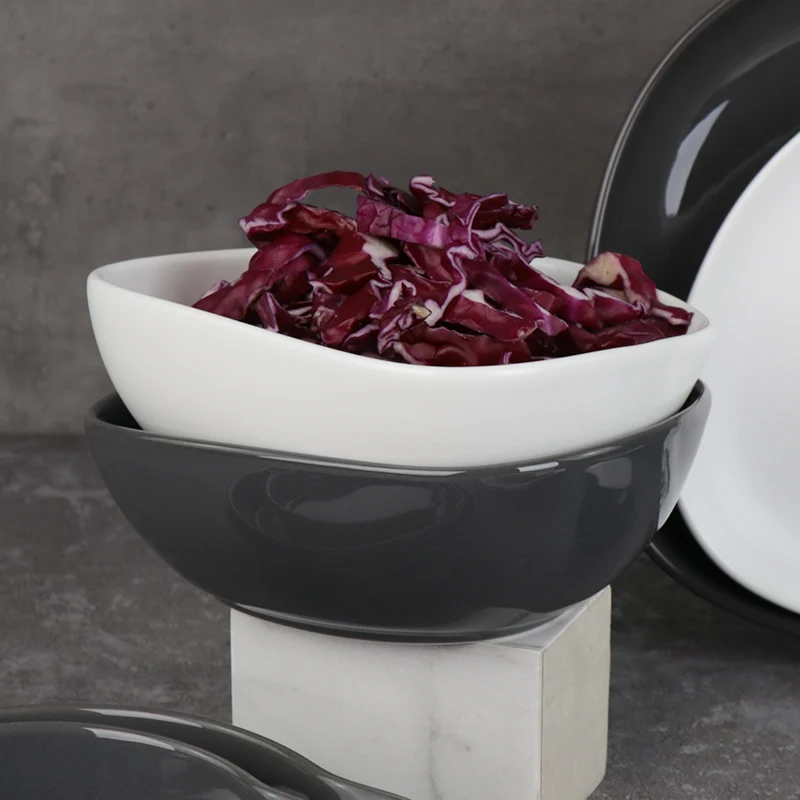 Оптовая продажа ресторанной тарелки, дешевая посуда, набор керамических тарелок, фарфоровая посуда, керамические серые нерегулярные тарелки