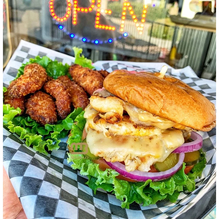 Экологичная оберточная бумага для сэндвичей, упаковочная бумага для гамбургеров с логотипом, крафт-бумага с вощеным покрытием для упаковки пищевых гамбургеров, пиццы