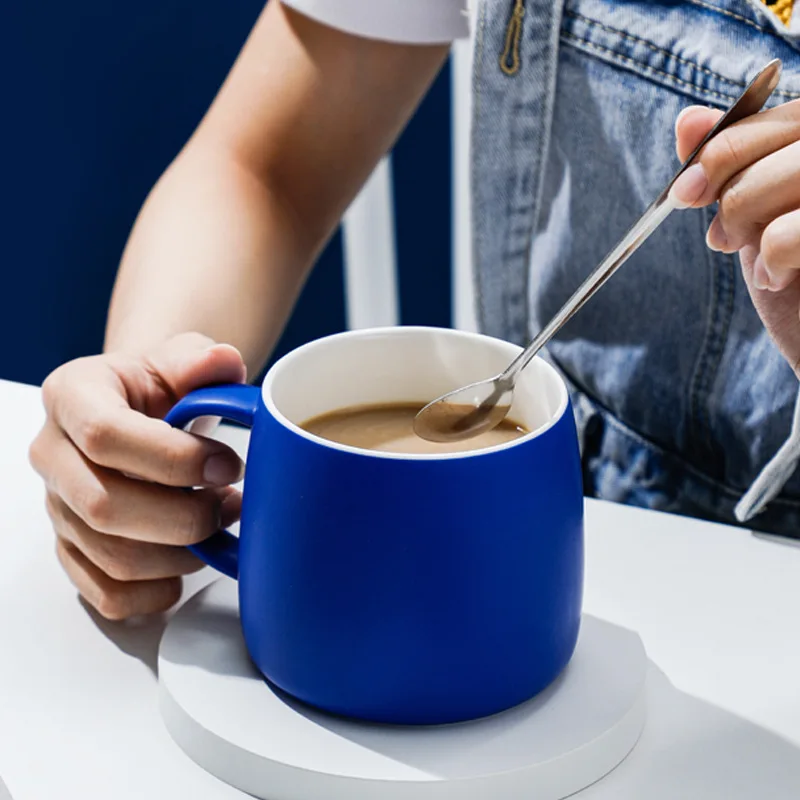 High Quality Klein Blue Coffee Ceramic Mug and Saucer Set with Custom Business Logo for Tea Cups & Saucers Gift