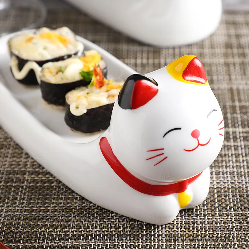 Japanese Creative Restaurant Serving Cat Duck Plate Cute Ceramic Sushi Bowls Dishwasher Safe Customized for Party Occasions