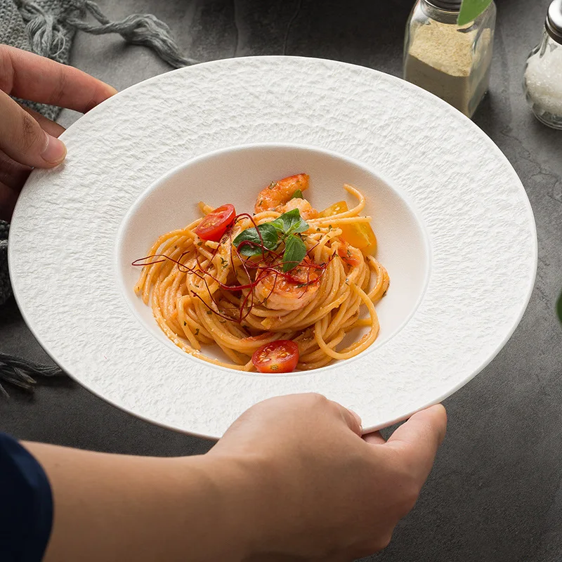 Luxury Classic Design White Ceramic Small Salad Breakfast Plates Sustainable Restaurant Use Lotus Stoneware Clay Dinnerware Set