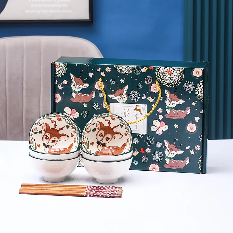 Japanese 4.5 Inch Handmade Bohemian Rice Noodle Sauce Fruits Soup Salad Ceramic Bowls