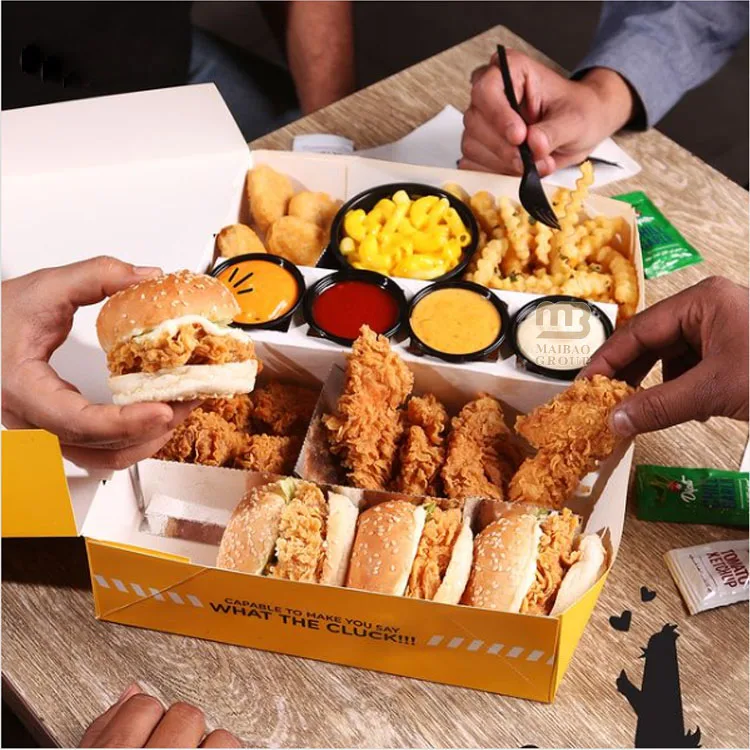 Чипсы для гамбургеров, жареная курица, фаст-фуд, коробки для того, ресторан, одноразовые разделенные контейнеры для еды, коробки для обедов на вынос с крышкой