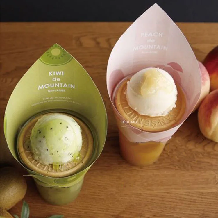 Пищевые бумажные стаканчики с принтом на заказ для мороженого, ПЭТ, пластиковые стаканчики для кофе со льдом, одноразовые стаканчики для мороженого с пузырьками для чая, десерта, 12 унций