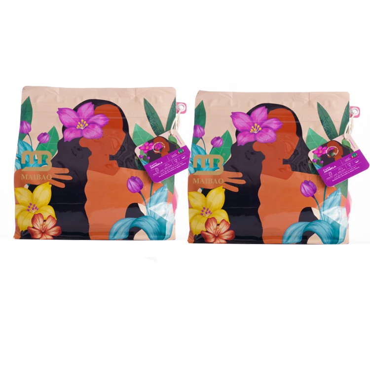 Изготовленный на заказ эко-биоразлагаемый кофейный пакетик с воздушным клапаном, односторонний клапан на 12 унций, кофейный пакетик с отверстием для подвешивания для упаковки пищевых продуктов для кофе, чая