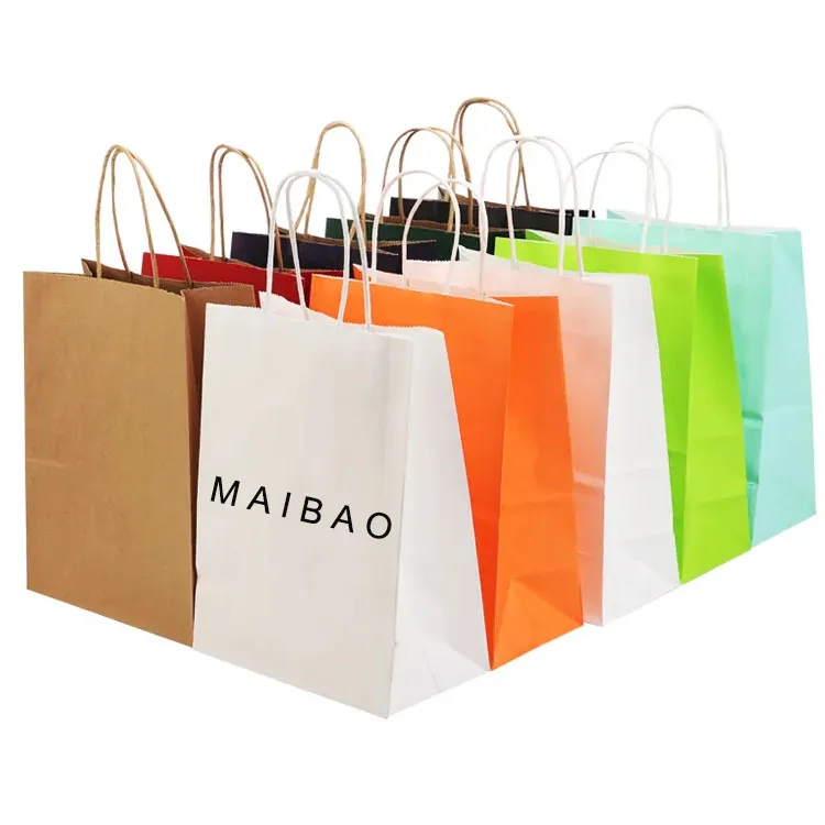 豪华定制尺寸包装纸拉手纸袋牛皮纸购物袋