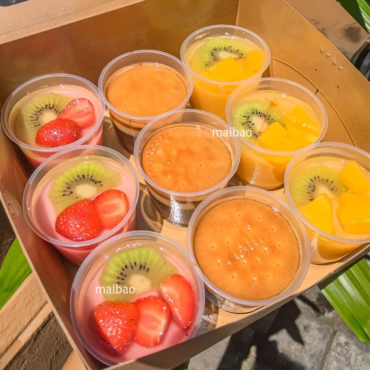 Одноразовые пластиковые детские чашки для пудинга с крышкой, прозрачные чашки для десертов из ПЭТ, пластиковые 5 унций, пластиковые чашки для молока с двойной кожей для детей