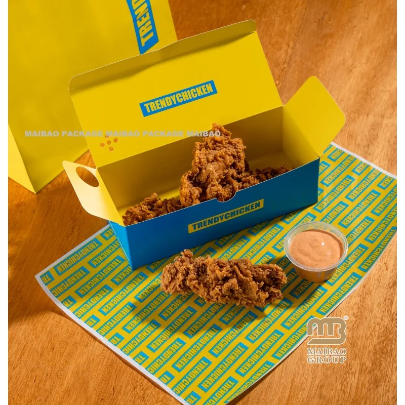 Оптовая упаковка для пищевых продуктов, коробка для жареных куриных чипсов на вынос, экологически чистая коробка для еды, коробка для закусок с гамбургером, куриные наггетсы