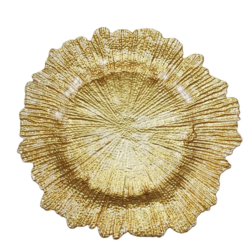 Стеклянная зарядная тарелка Подкладная тарелка Свадебные тарелки для кейтеринга в аренду