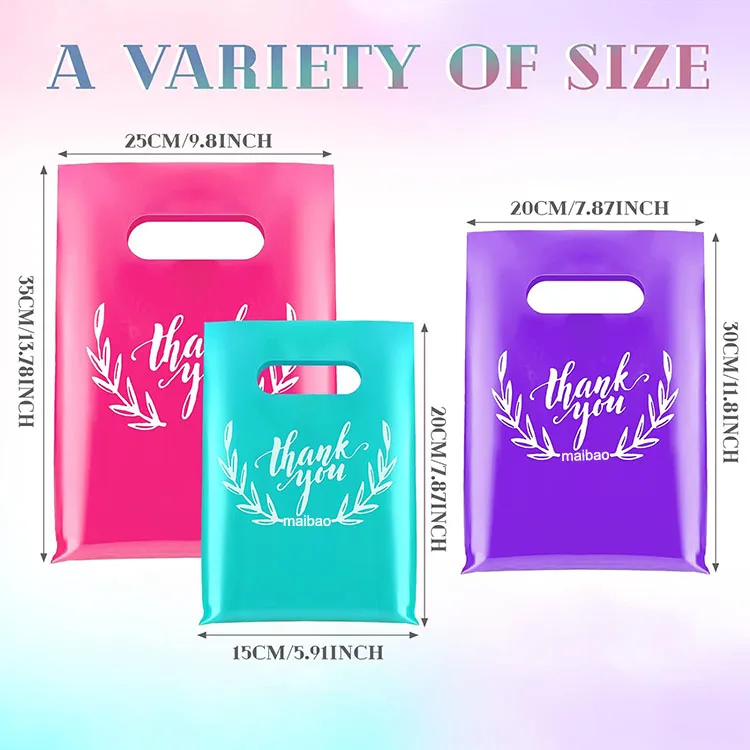 Изготовленный на заказ синий пластиковый пакет с логотипом для одежды, высеченная ручка, экологически чистые сумки для покупок, пластиковая сумка для подарочной упаковки «Спасибо»