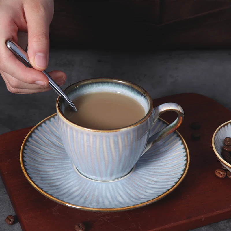 Черный дизайнерский кофейный сервиз с блюдцем. Фарфоровый кофейный сервиз. Набор кофейных чашек из керамики на 9 унций для отеля.