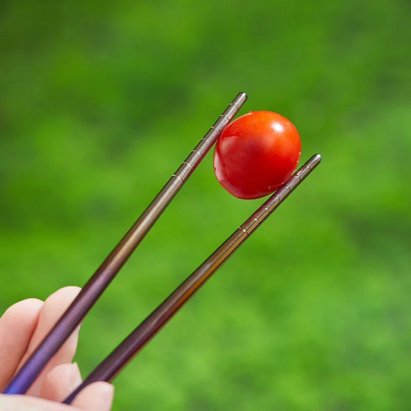 Портативный набор столовых приборов из чистого титана, ложка, вилка, палочки для еды, уличная посуда для пикника и кемпинга, набор из 3 предметов